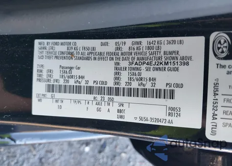 2019 Ford Fiesta Se z USA, uszkodzony, nr VIN 3FADP4EJ2KM151398